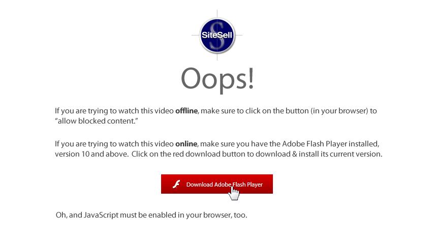 Click to download and install the Adobe Flash player.